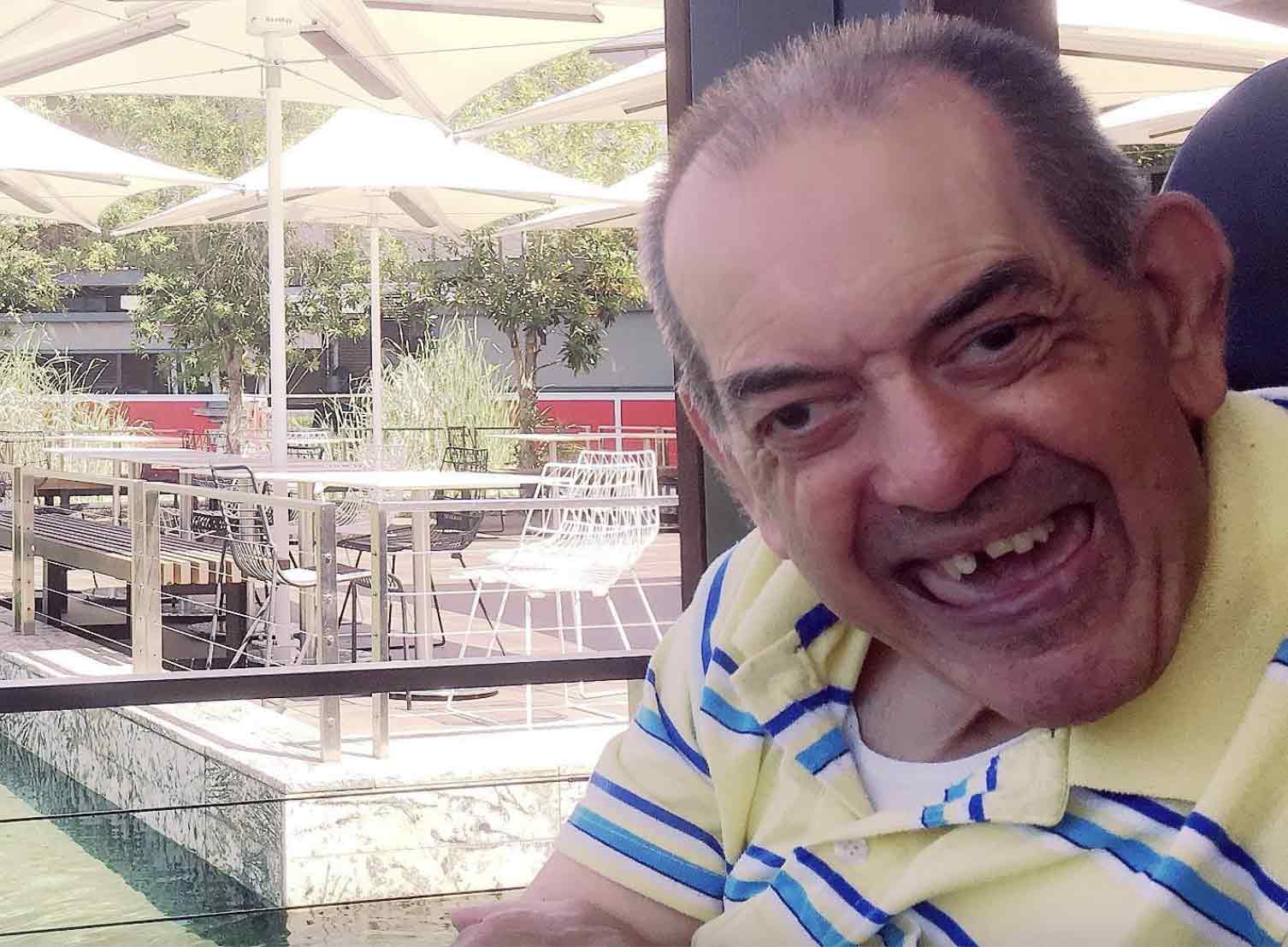 Wayne enjoying himself at a cafe